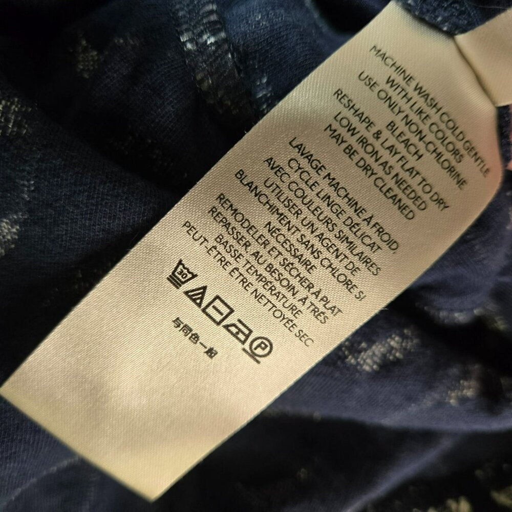 Maeve Anthropologie Lisanne Textured Navy Ivory Tunic Dress Sz S Frayed Circles - Picture 9 of 15